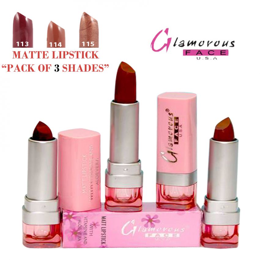 Pack Of 3 Glamorous Face Matte Lipsticks